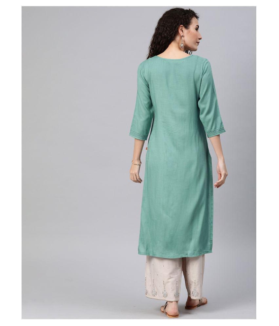 Alena Green Rayon Straight Kurti - XL