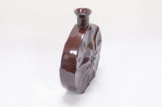 Khurja Pottery Flower Vase Ring Matki Shape Brown Colour 9 Inches