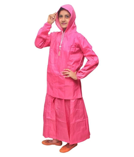 Goodluck Nylon Raincoat Set - Pink - XL