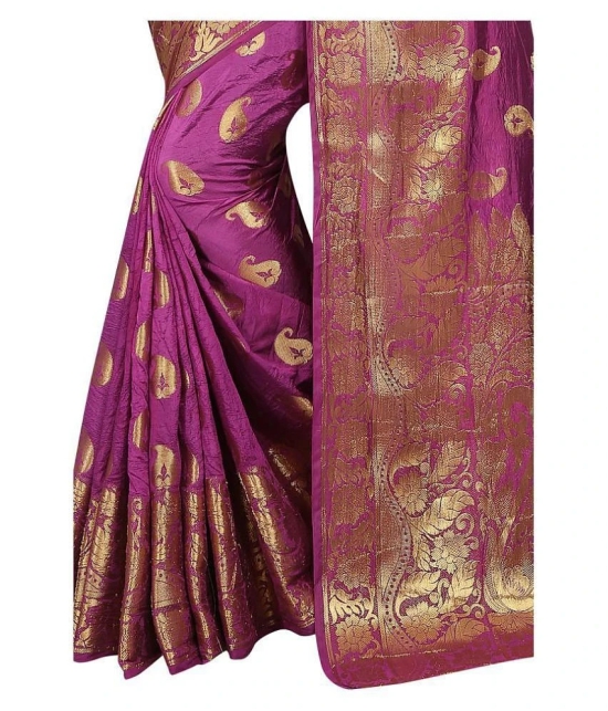 Gazal Fashions - Purple Banarasi Silk Saree With Blouse Piece (Pack of 1)