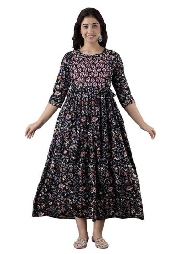 KASHVI Creation Women's Cotton Floral Printed Anarkali Maternity Breast Feeding Kurti (KT0024_P)