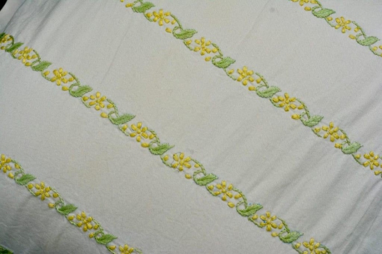 Bageecha Mint Green & Lemon Chikankari Stripe Cushion Cover (16X16 inch)