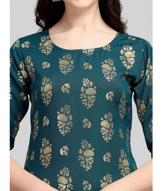 gufrina Rayon Printed Kurti With Salwar Womens Stitched Salwar Suit - Teal ( Pack of 1 ) - None