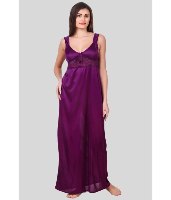 Fasense - Purple Satin Women''s Nightwear Nighty & Night Gowns ( Pack of 1 ) - None