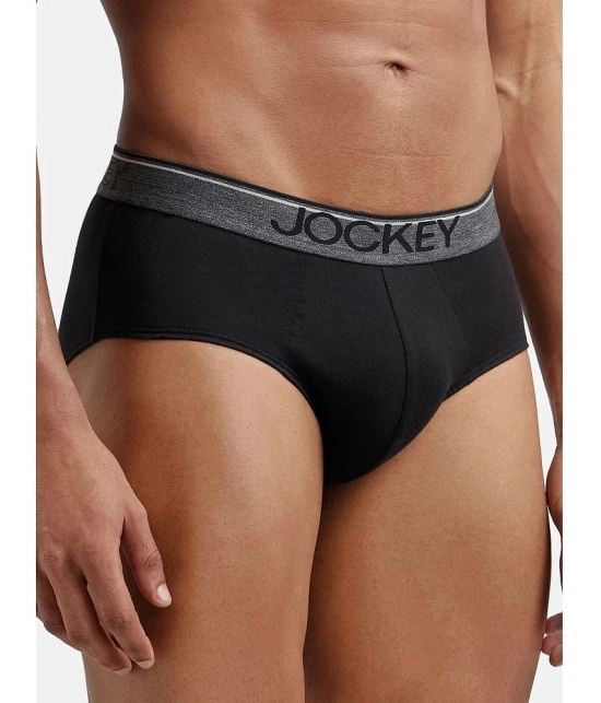 Jockey 8037 Men Super Combed Cotton Solid Brief with Ultrasoft Waistband - Black (Pack of 2) - None