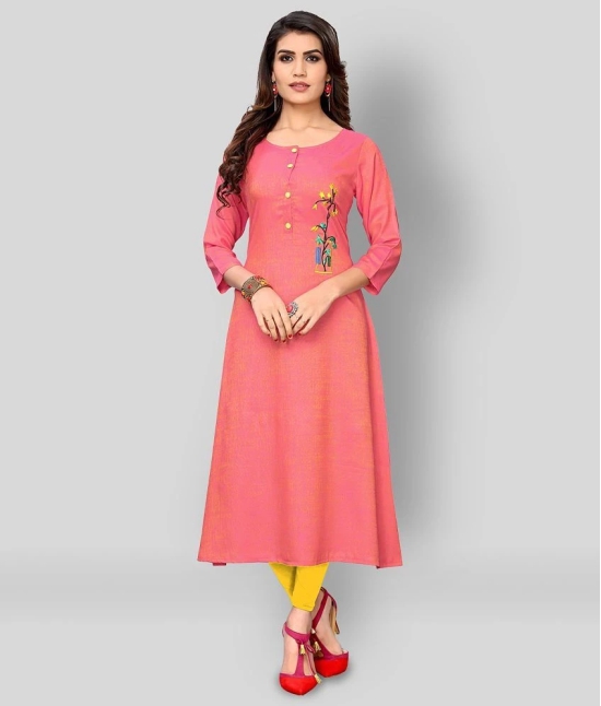 Vbuyz - Pink Rayon Womens A-line Kurti ( Pack of 1 ) - XXL