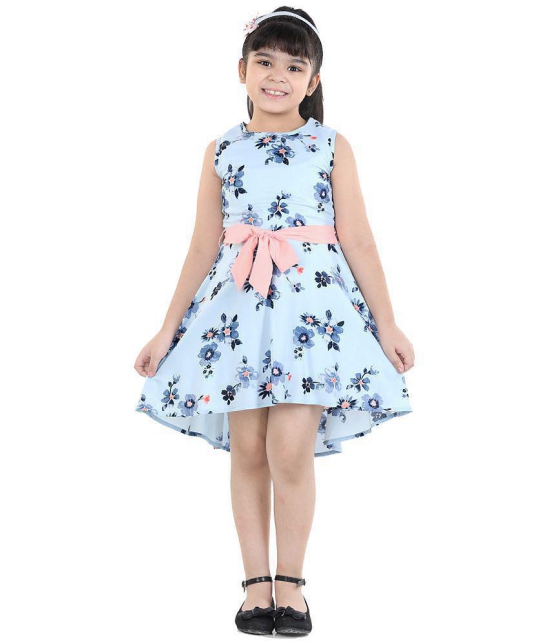 Naughty Ninos Girls Light Blue Floral Printed Dress - None