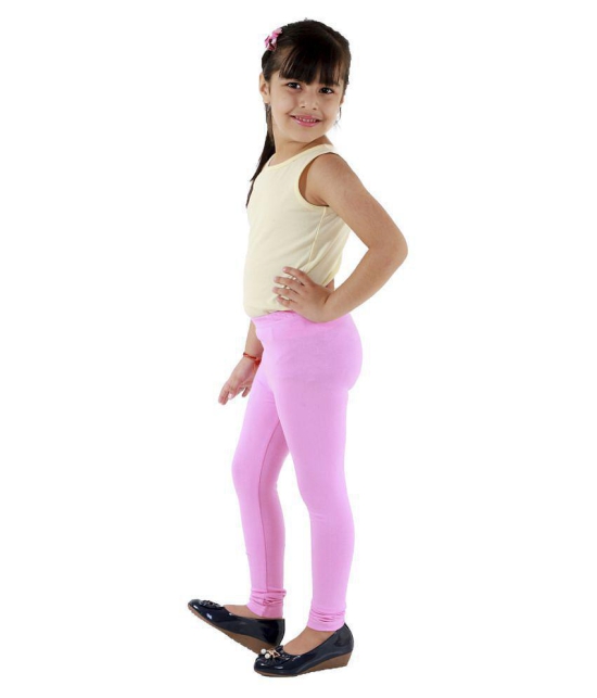 Kids Cave - Baby Pink Cotton Blend Girls Leggings ( Pack of 1 ) - None