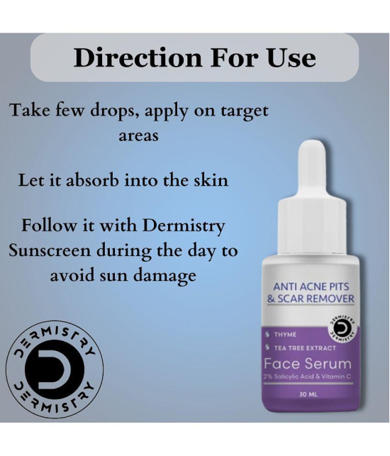 Dermistry Anti Acne 2% Salicylic Acid Niacinamide Vitamin C Oil Control Face Serum for Acne Prone Oily Skin Fight Pimples Blackheads Whitehead Pits Scars Spots Remover Open Pores Men Women U