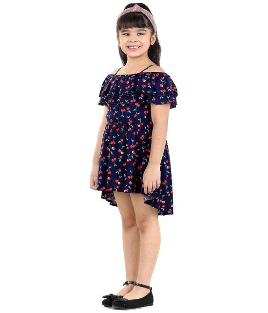 Naughty Ninos - Navy Cotton Girl's Asymmetric Dress ( Pack of 1 ) - None