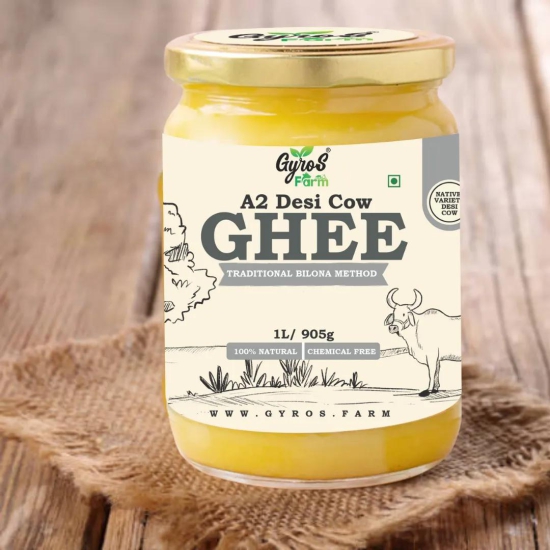 Desi Cow A2 Ghee | Bilona Churned | Made from Curd-1L