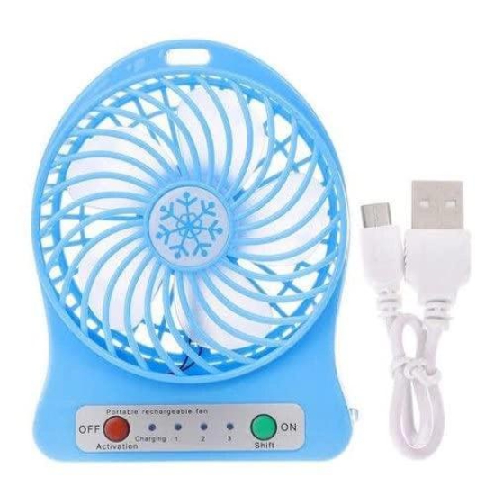 DC Usb Mini Fan Portable Chargeable Charging Desktop (10.5x 3.5x 14cm)-Multicolor  by Ruhi Fashion India