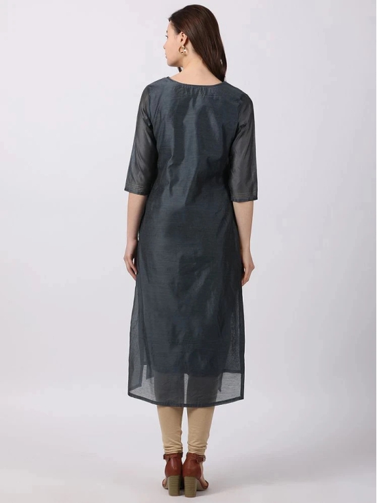 Alena - Grey Chanderi Womens Straight Kurti ( ) - S