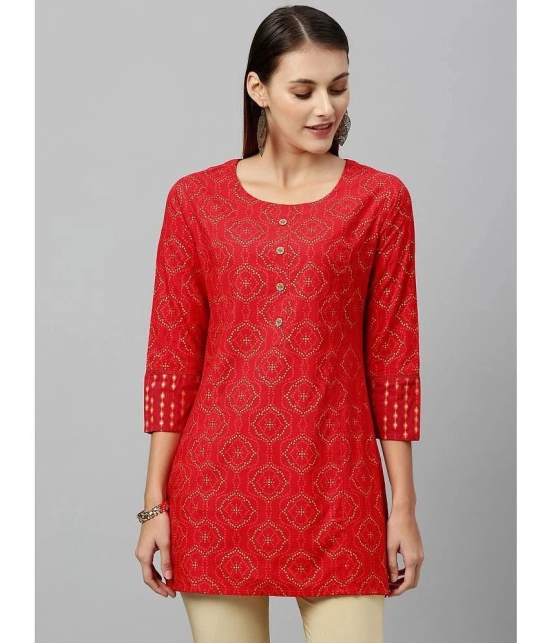 KIPEK - Red Rayon Womens Straight Kurti ( Pack of 1 ) - None