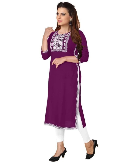 Kapadia - Purple Rayon Womens Straight Kurti ( Pack of 1 ) - None