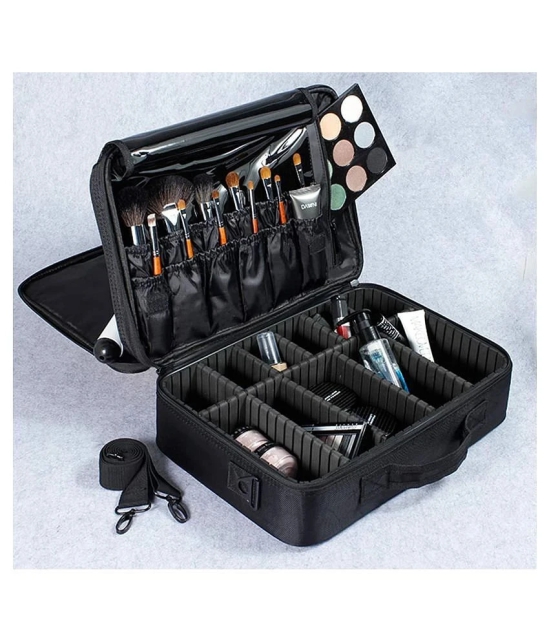 House Of Quirk Black 3 Layers Large Professional Makeup Travel Case