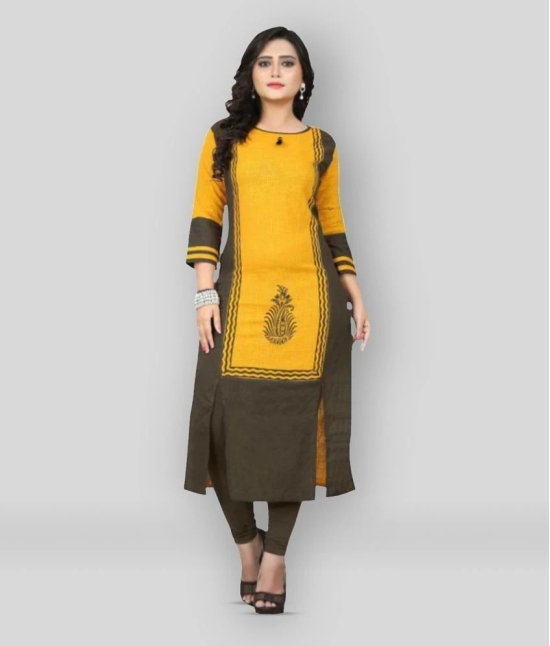 Vbuyz - Yellow Cotton Womens Front Slit Kurti ( Pack of 1 ) - M