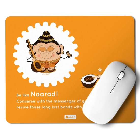 Indigifts Mousepad for Laptop Be like Naarad Printed Yellow Mouse Pad 8.5x7 inches - Gift for Family, Friend, Men, Office Colleague, India Souvenir Gifts, God Printed Mousepad