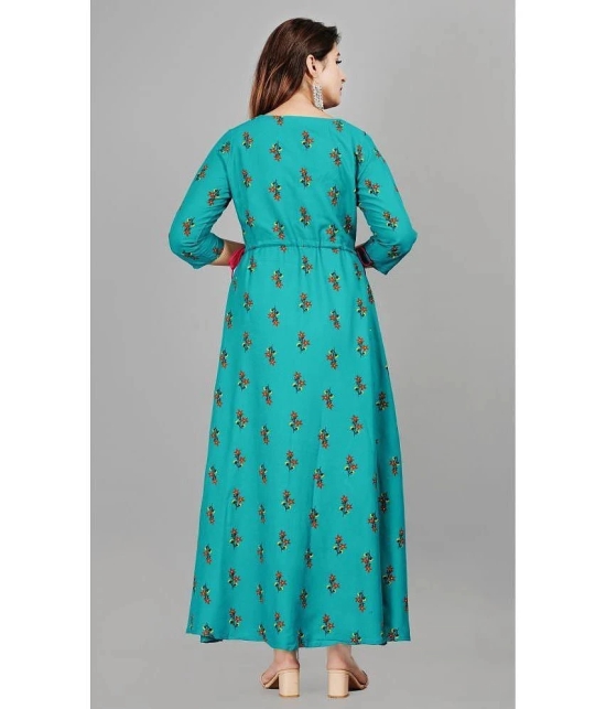 Smien - Turquoise Rayon Womens Flared Kurti ( Pack of 1 ) - None