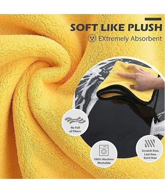 HOMETALES Yellow 600 GSM Drying Towel For Automobile ( Pack of 2 )