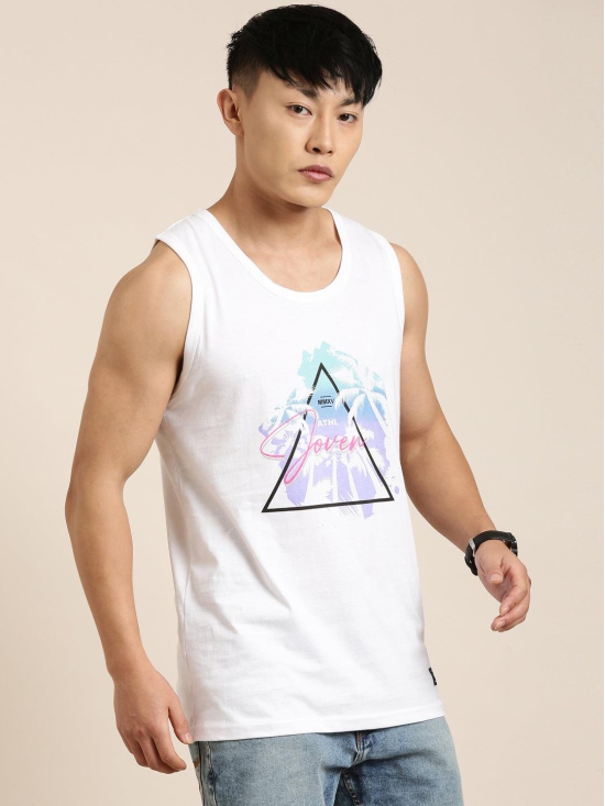 JOVEN Men Ivory Printed Innerwear Vest-XL / Ivory