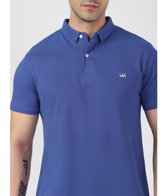 UrbanMark Men 100% Cotton Half Sleeves Regular Fit Solid Polo T Shirt-Blue - None