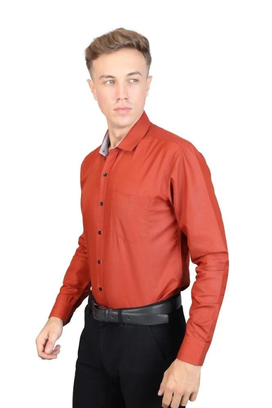 Supersquad Cotton Blend Regular Fit Full Sleeves Mens Formal Shirt - Orange ( Pack of 1 ) - None