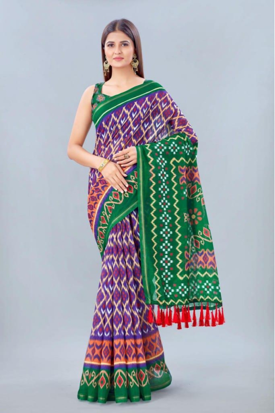 Women's Pure Cotton Bandhej Digital Print Multicolor Saree