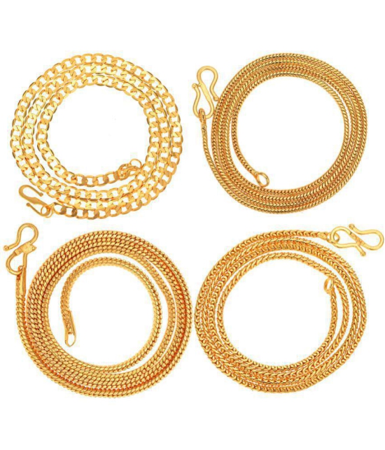 AanyaCentric Combo of 4 Gold Plated 22inches Long Fashion Chain - None