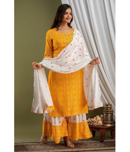 Lee Moda - Yellow Straight Rayon Womens Stitched Salwar Suit ( Pack of 1 ) - S