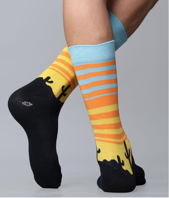 Dollar - Cotton Men's Printed Yellow Full Length Socks ( Pack of 5 ) - Yellow