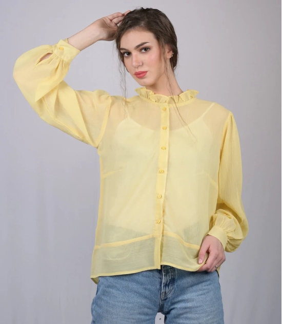 Yellow High Neck Full Sleeve  Regular Top (OTL-TPS1022)-Yellow / L