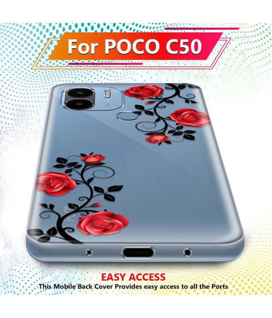 NBOX - Multicolor Silicon Printed Back Cover Compatible For POCO C50 ( Pack of 1 )