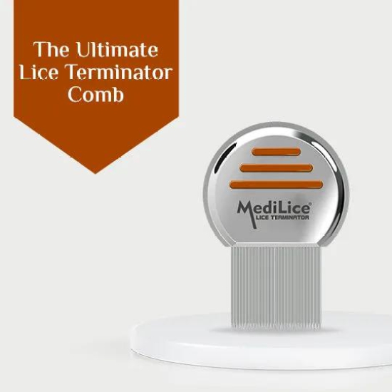 Medilice Professional Lice Terminator Comb | Stainless Steel Rust-Free Built with Micro-Groove Teeth for Louse, Nits, Eggs Removal | Original Brand