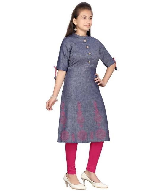 Aarika Blue Cotton Girls Kurti ( Pack of 1 ) - None