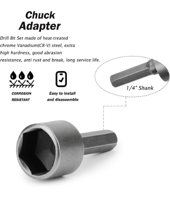 9pc Nut Driver Drill Bit Set Socket Bit Chuck Adapter 1/4 Hex Shank 5-13mm Socket Sleeve Wrench Screw Power Drill Adapter Tool for Screws Hooks Bolt Heads