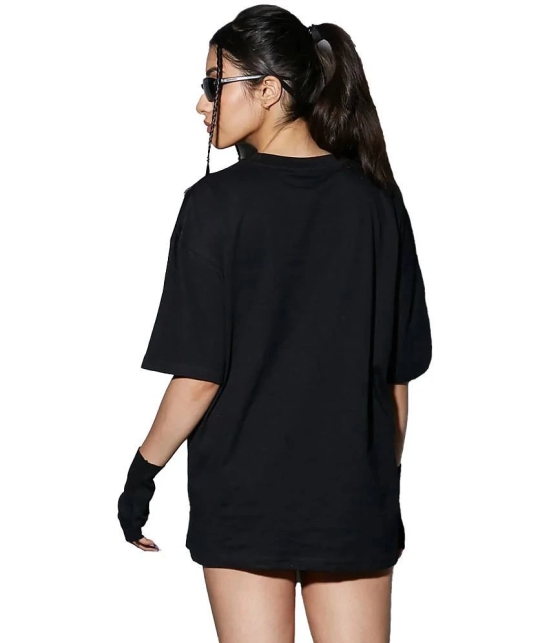 Leotude - Black Cotton Blend Oversized Womens T-Shirt ( Pack of 1 ) - None