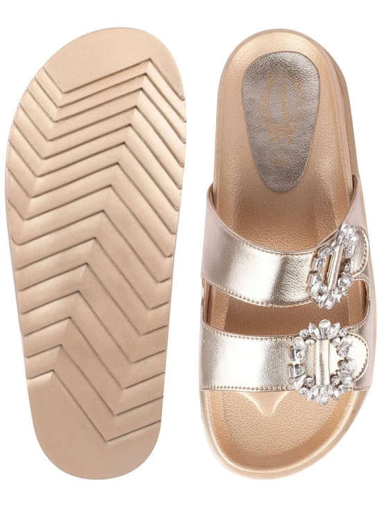 Shoetopia Gold Womens Flats - None