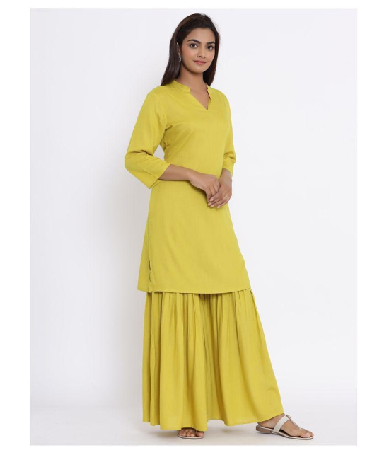 miravan Rayon Kurti With Sharara And Gharara - Stitched Suit - S