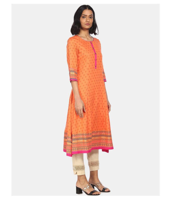 Anahi - Orange Cotton Women's Flared Kurti - S