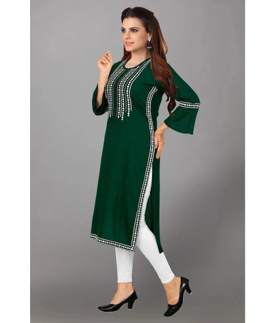 Kapadia - Green Rayon Womens Straight Kurti ( Pack of 1 ) - None