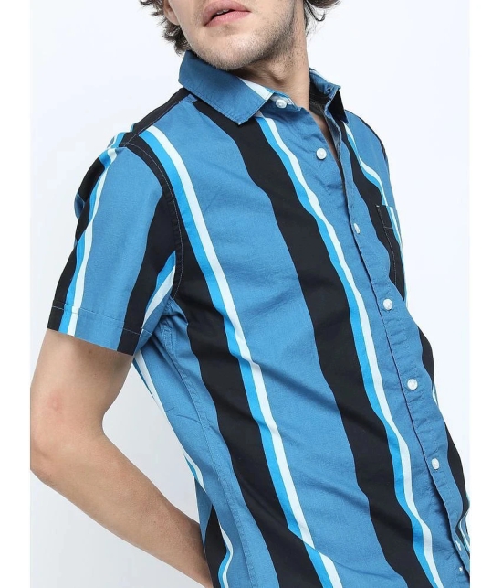 Ketch 100% Cotton Regular Fit Striped Half Sleeves Mens Casual Shirt - Blue ( Pack of 1 ) - None