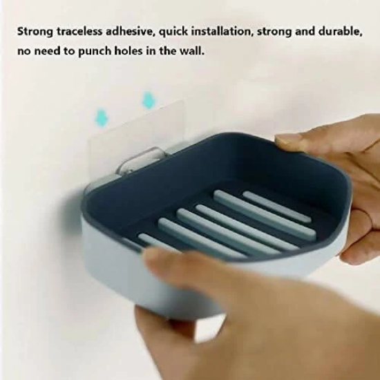 Plastic Soap Box Holder – Self-Adhesive Bathroom Soap Dish with Magic Stickers