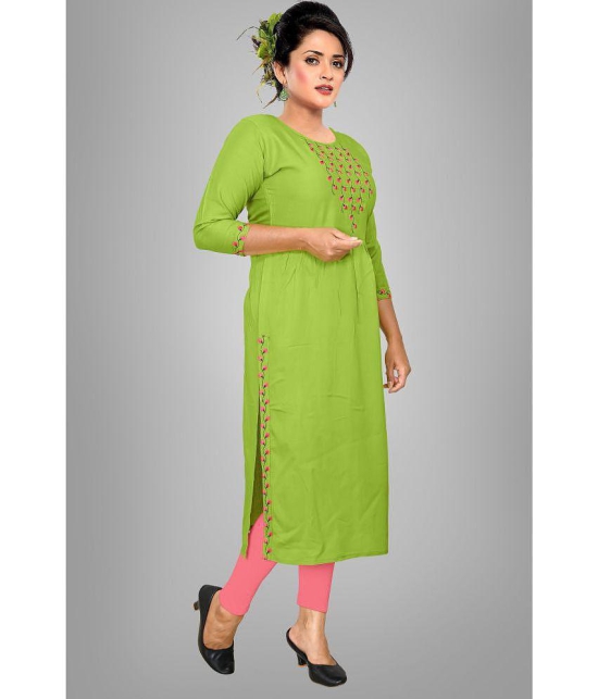 haya fashion - Green Rayon Women's Straight Kurti ( Pack of 1 ) - None