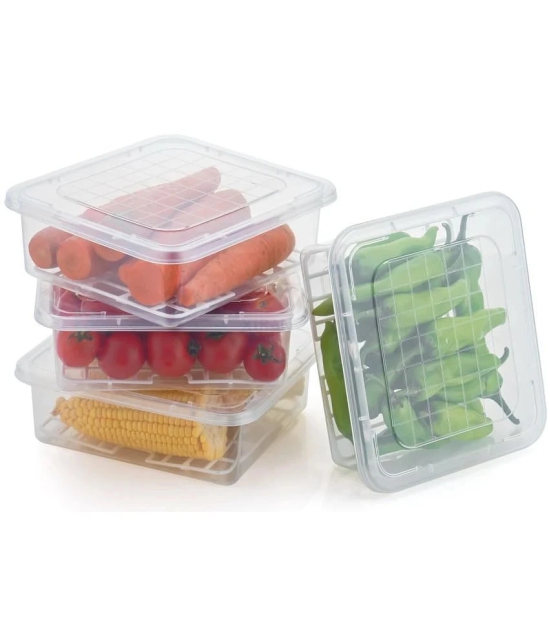 SHARUJA Freezer Storage Polyproplene Transparent Food Container ( Set of 4 ) - Transparent