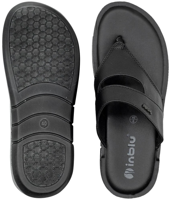 Inblu Black Mens Leather Slipper - None