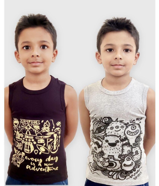 Hap Kings - Multi Cotton Self design Boys Vest ( Pack of 2 ) - None