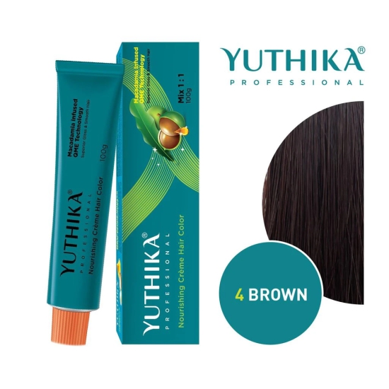 Yuthika Professional Creme Hair Color 4.0 Brown 100gm, Permanent Hair Colour, Professional Salon Hair Colour