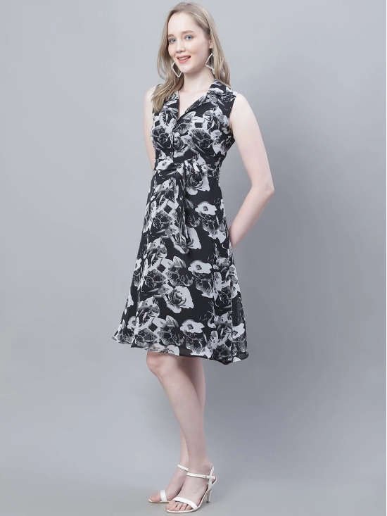 MINI & MING Floral Print Georgette Fit & Flare Dress