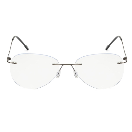 Rimless Aviator Anti Glare & Blue Cut Computer Glass For Men & Women (55 mm)-Biofocal Blue Cut Lens